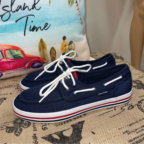 Nautica Spinnaker Navy Boat Shoes Size 7.5 - Picture 3 of 11